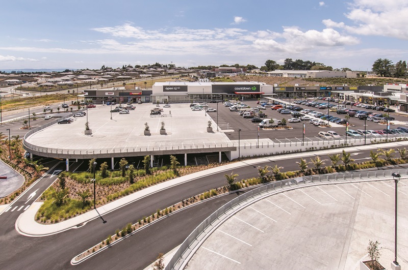 Retail centre with a multi-level carpark, new roading and landscaped islands